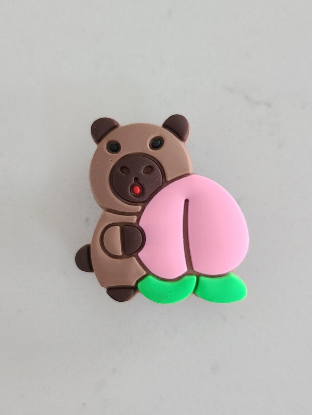 Capybara With A Peach Shoe Charm, Croc Charm